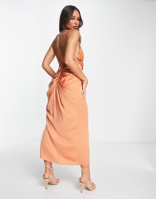 Satin maxi skirt clearance knot