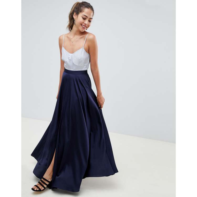 Asos satin maxi skirt with centre front on sale split