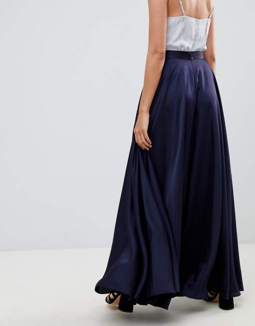 Satin maxi skirt with centre front split store