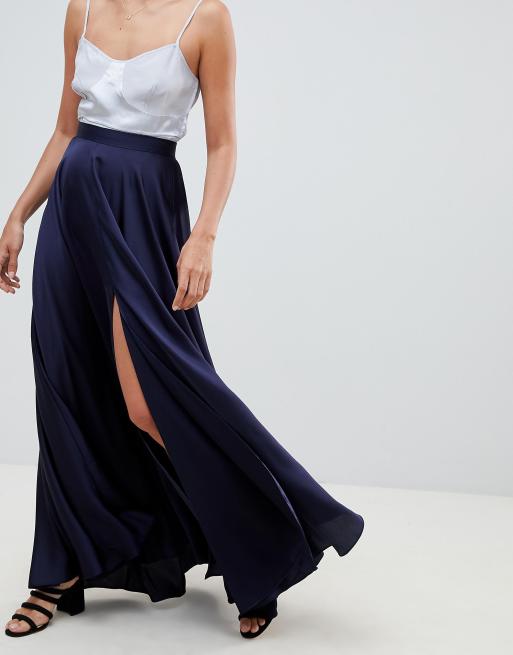 Asos satin maxi skirt 2025 with centre front split