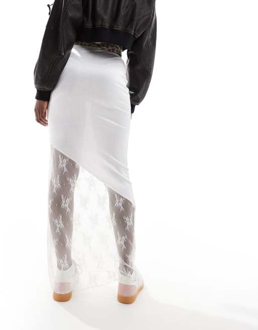 Asos white satin maxi skirt best sale