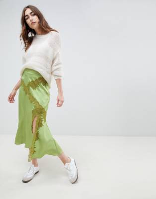 asos green maxi skirt