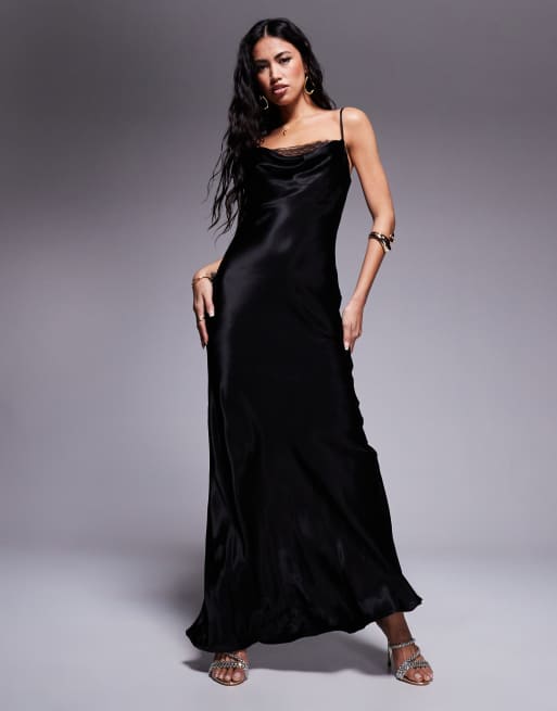 Black satin dress asos on sale