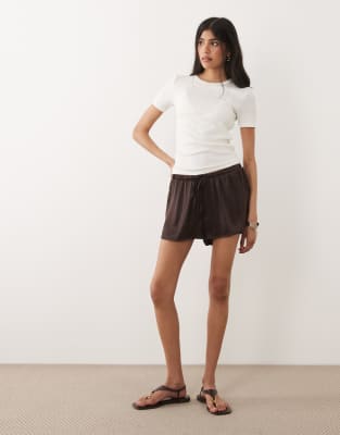 Asos Design Satin Micro Running Shorts In Multi