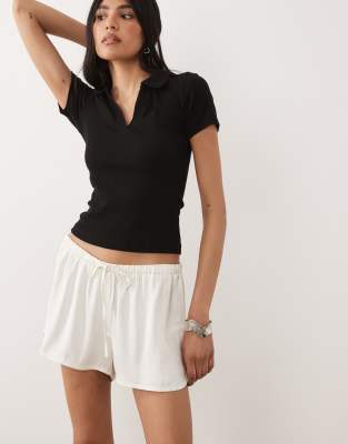 Asos Design Satin Micro Running Shorts In White