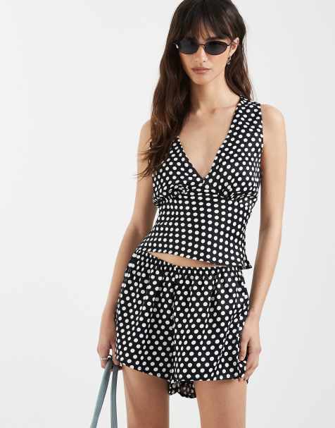 ASOS DESIGN satin micro shorts in polka dot co ord