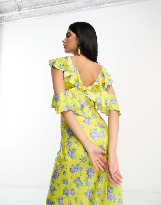 Asos yellow cheap floral dress