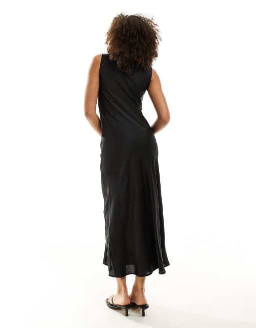 ASOS DESIGN satin midi dress in black | ASOS