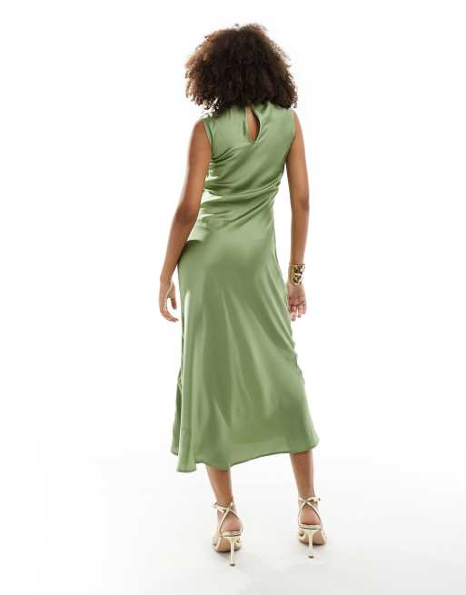 Asos green satin dress clearance