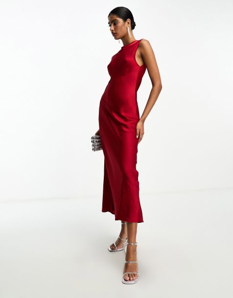 Long satin camisole dress - Studio · Red · Smart / Dresses And Jumpsuits