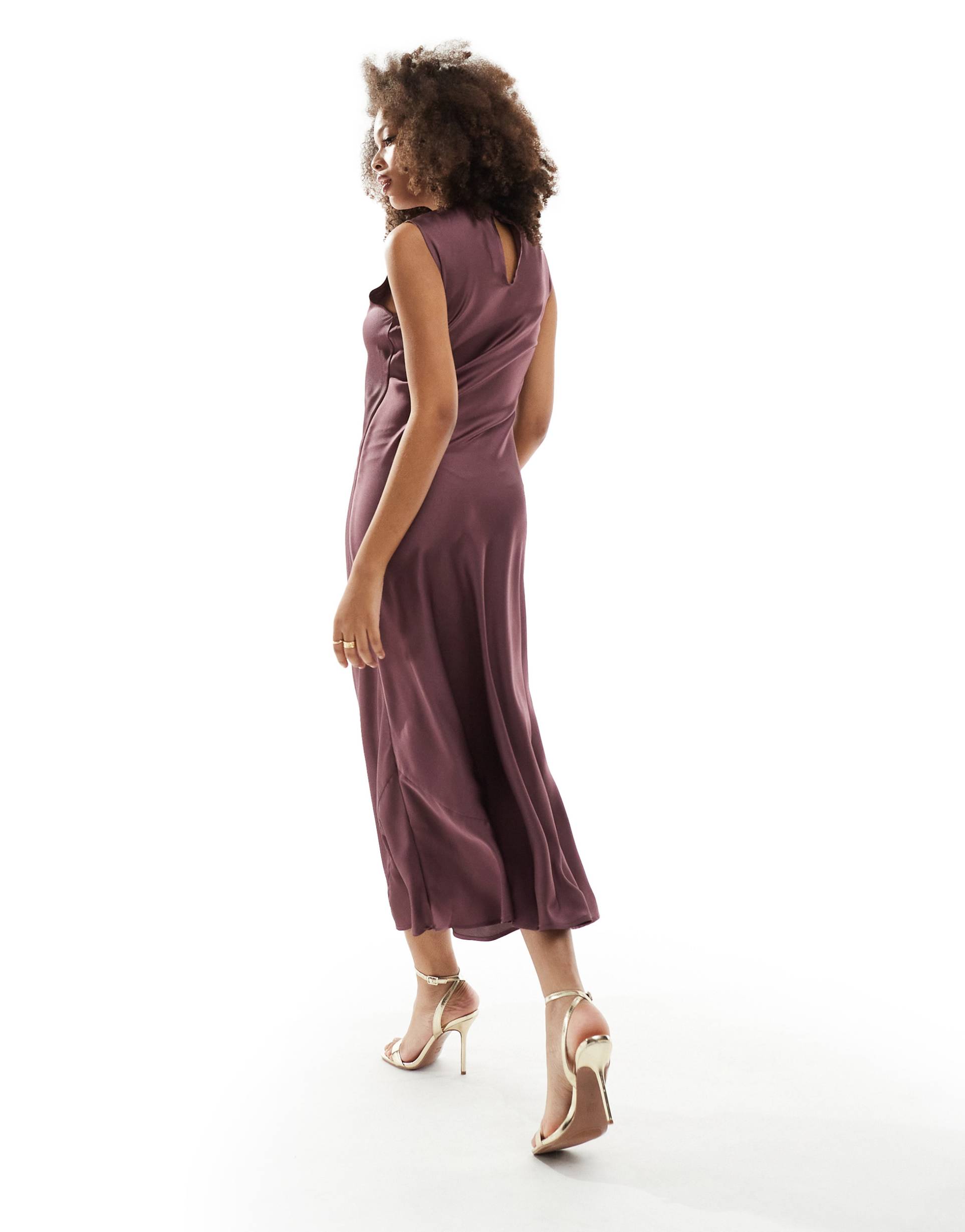 asos design satin midi dress in rose