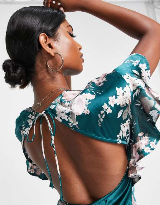 Floral gloss bodice midi dress deals