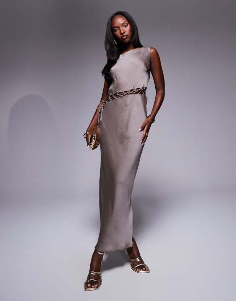 Light grey satin dress best sale