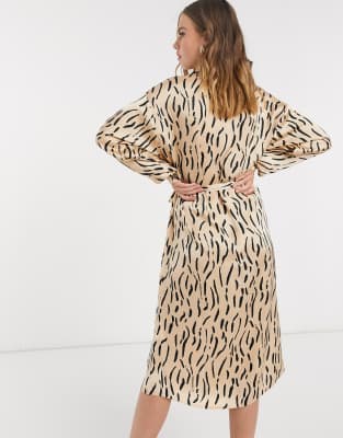 animal midi shirt dress