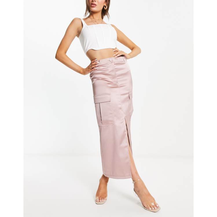 Pink midi 2024 skirt pockets