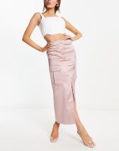 ASOS DESIGN Curve faux leather belted midi skirt with zip detail