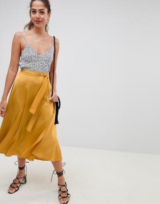 asos satin midi skirt