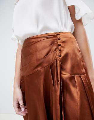 asos silk midi skirt