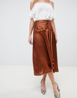 satin midi skirt asos