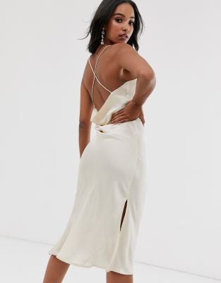 cream satin slip dress