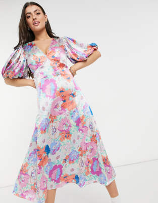 asos floral satin dress