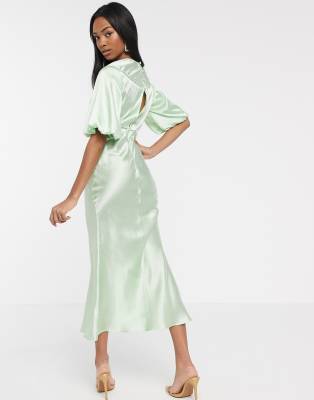 green satin dress asos