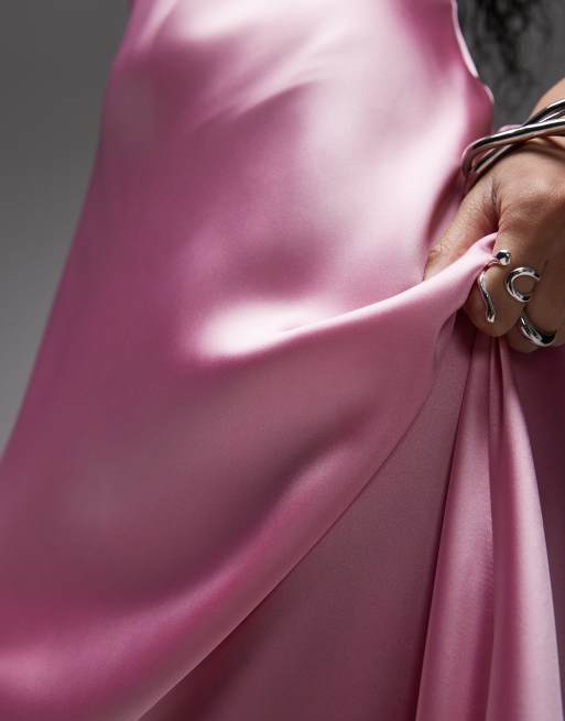 ASOS DESIGN – Satin-Midikleid in Zuckerrosa mit hohem Trägeransatz, 4 von 4