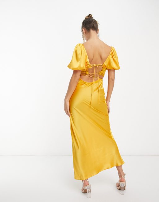 Asos gold best sale satin dress