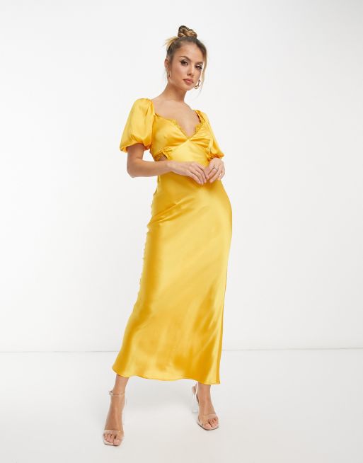 Asos gold satin clearance dress