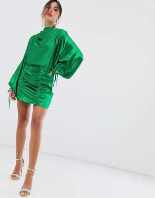 green satin dress asos