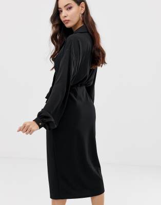 satin midi shirt dress