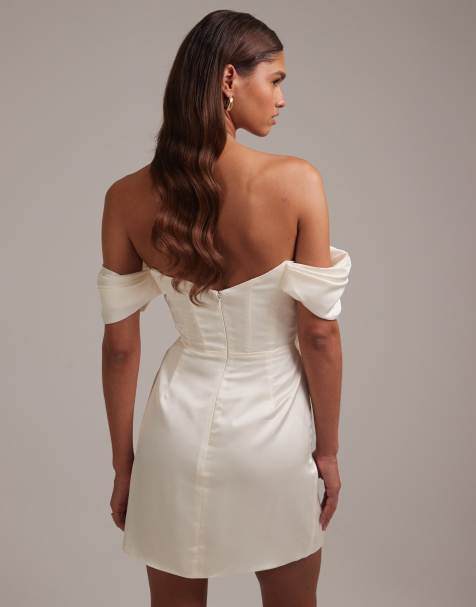 strapless open back dress Bardot Peplum Midi Dress main image 0