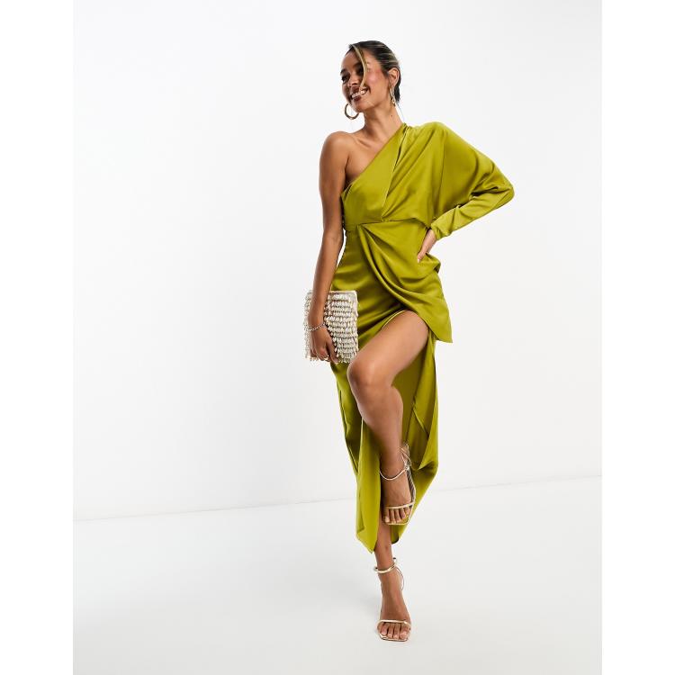 Chartreuse midi outlet dress