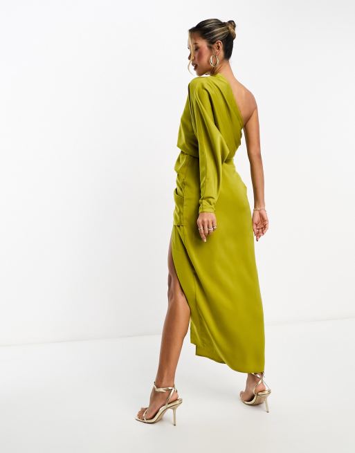 Chartreuse midi outlet dress