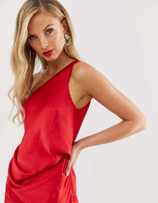 Asos red one store shoulder dress