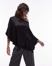 ASOS DESIGN modal one shoulder draped top in slate gray