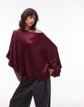 ASOS DESIGN modal one shoulder draped top in slate gray