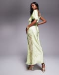 [ASOS DESIGN] ASOS DESIGN satin one shoulder maxi dress with lace trim in sage green 12 Sage green