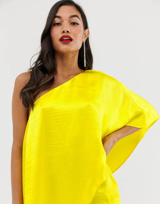 Asos yellow one shoulder dress sales