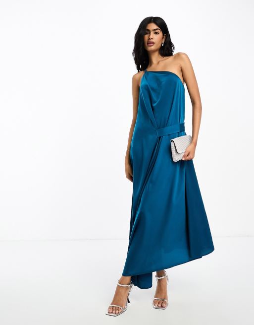 ASOS DESIGN one shoulder midi dress with back bra detail in