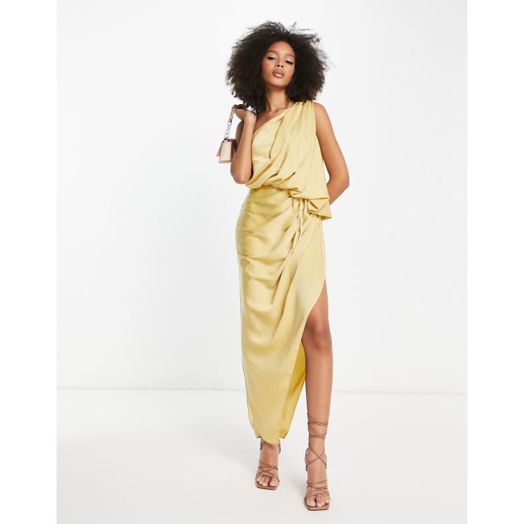 Asos yellow one store shoulder dress