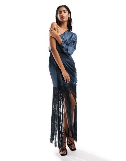 Asos fringe maxi outlet dress