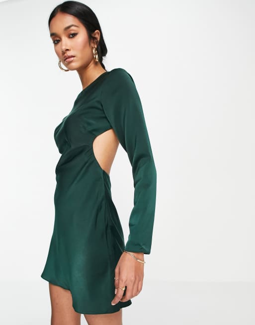 Satin shift mini clearance dress