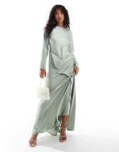 ASOS DESIGN chiffon overlay satin bias cut maxi dress in ASOS DESIGN chiffon overlay satin bias cut maxi dress in
