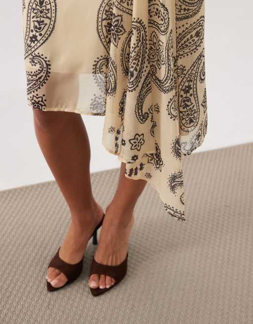 ASOS DESIGN satin paisley print midi skirt with split co ord, 4 of 5