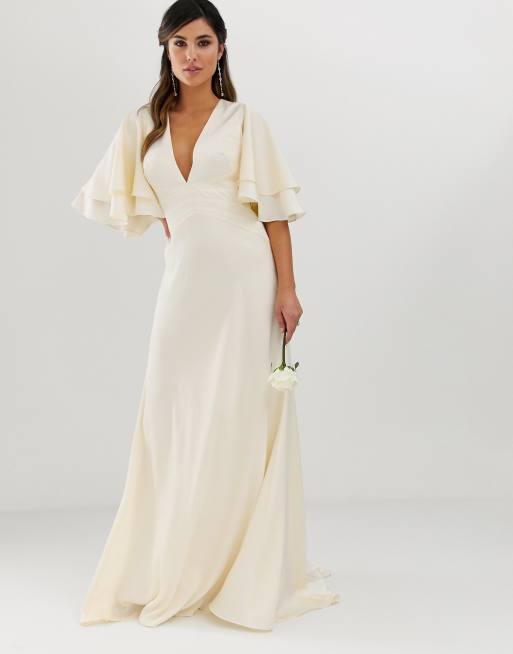 asos flutter sleeve wedding dress