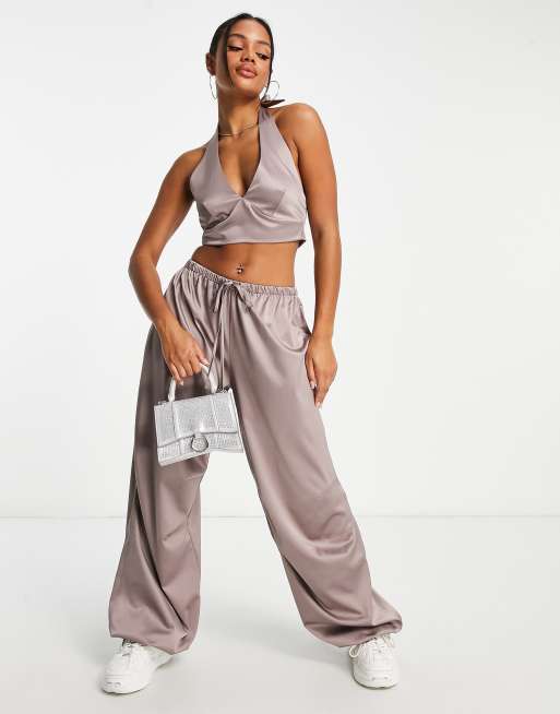 ASOS DESIGN parachute cargo pants in pink - part of a set