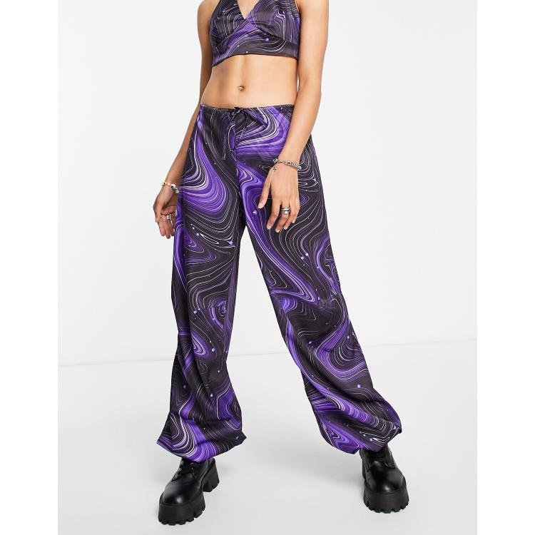 Satin peg trousers - Multicolour print