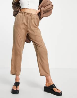 ASOS DESIGN ASOS DESIGN satin peg leg trouser in brown