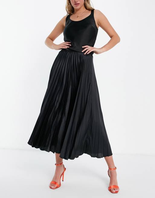 Black pleated midi skirt asos best sale